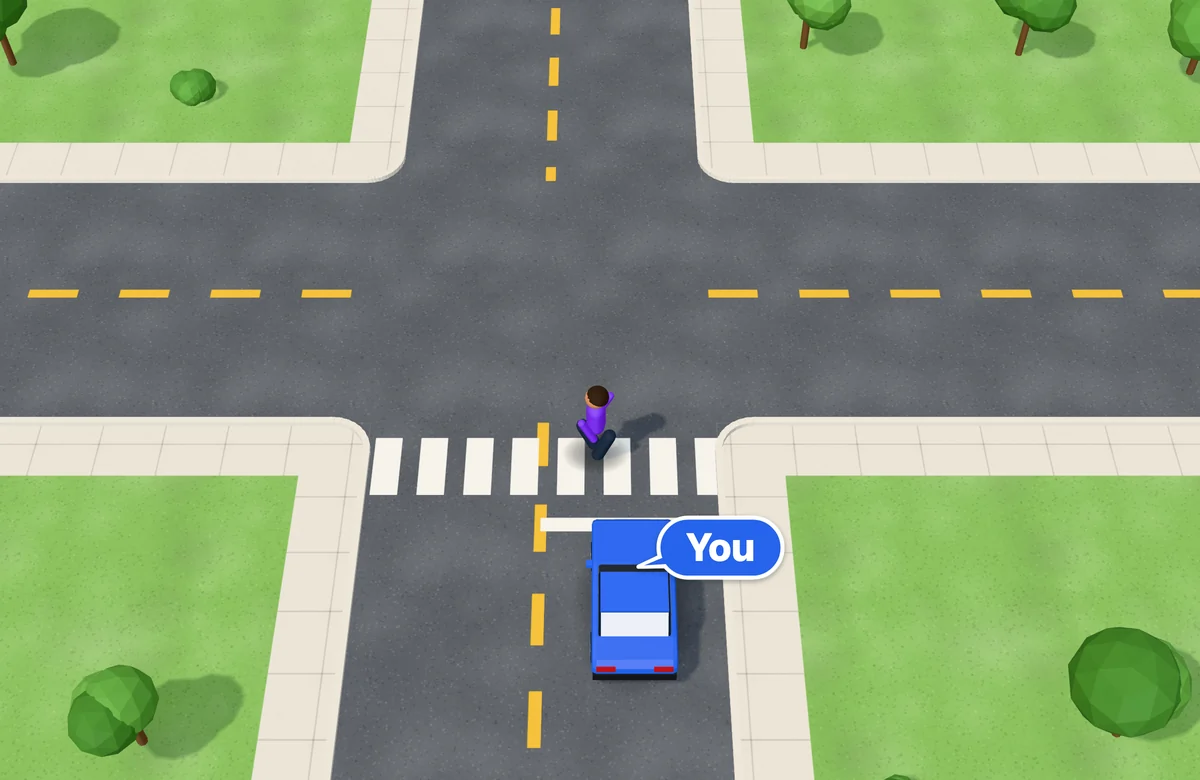 Pedestrian in a marked crosswalk