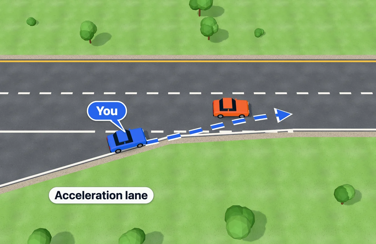 Merging from an acceleration lane onto a highway
